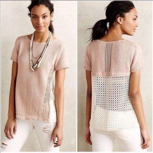 Anthropologie Moth Madeira Eyelet Back Sweater M